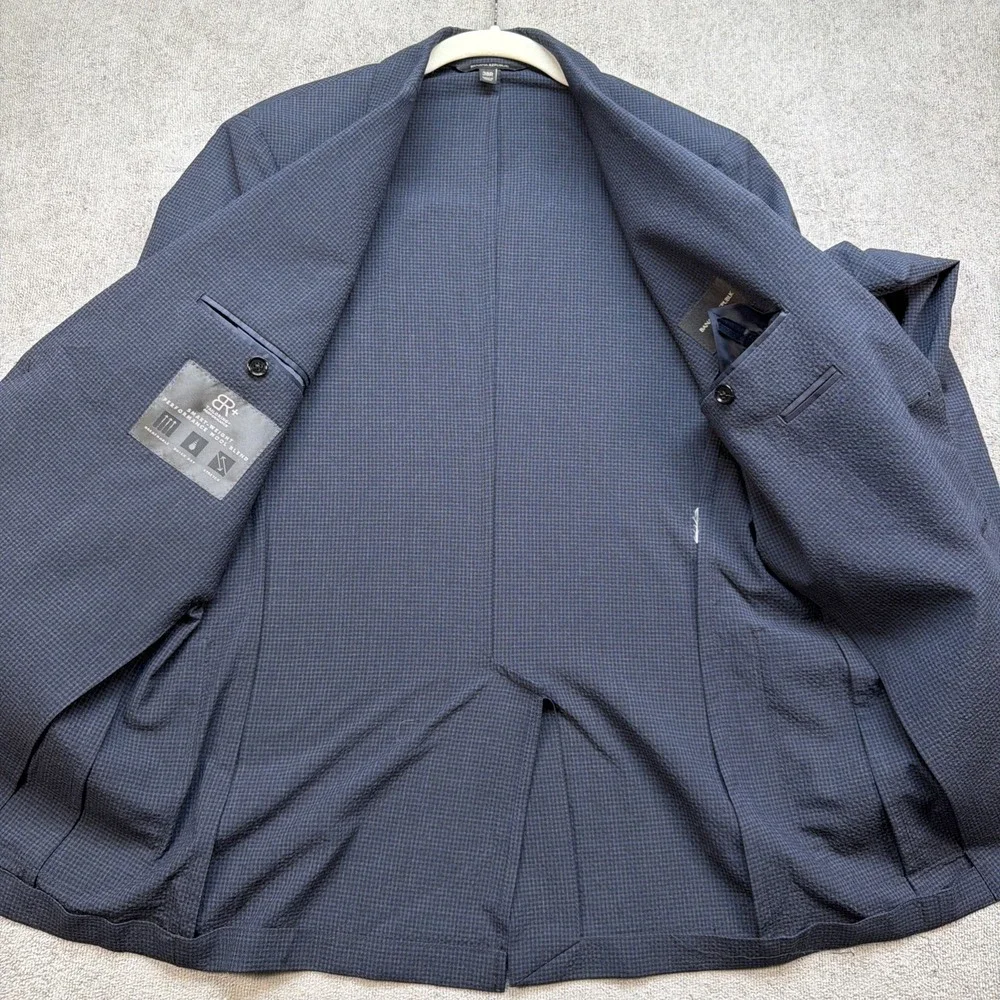 Banana Republic 38R Blazer Blue Check Wool Blend CR+ Performance‎
